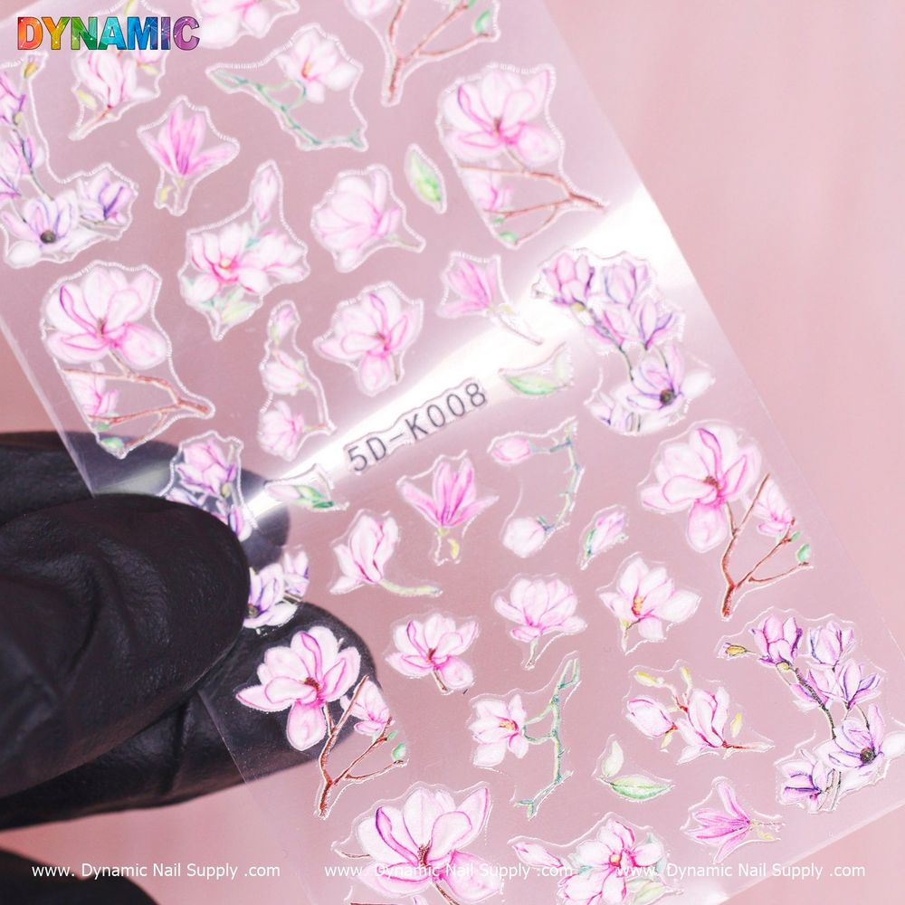 5D floral nail sticker sheet - 2