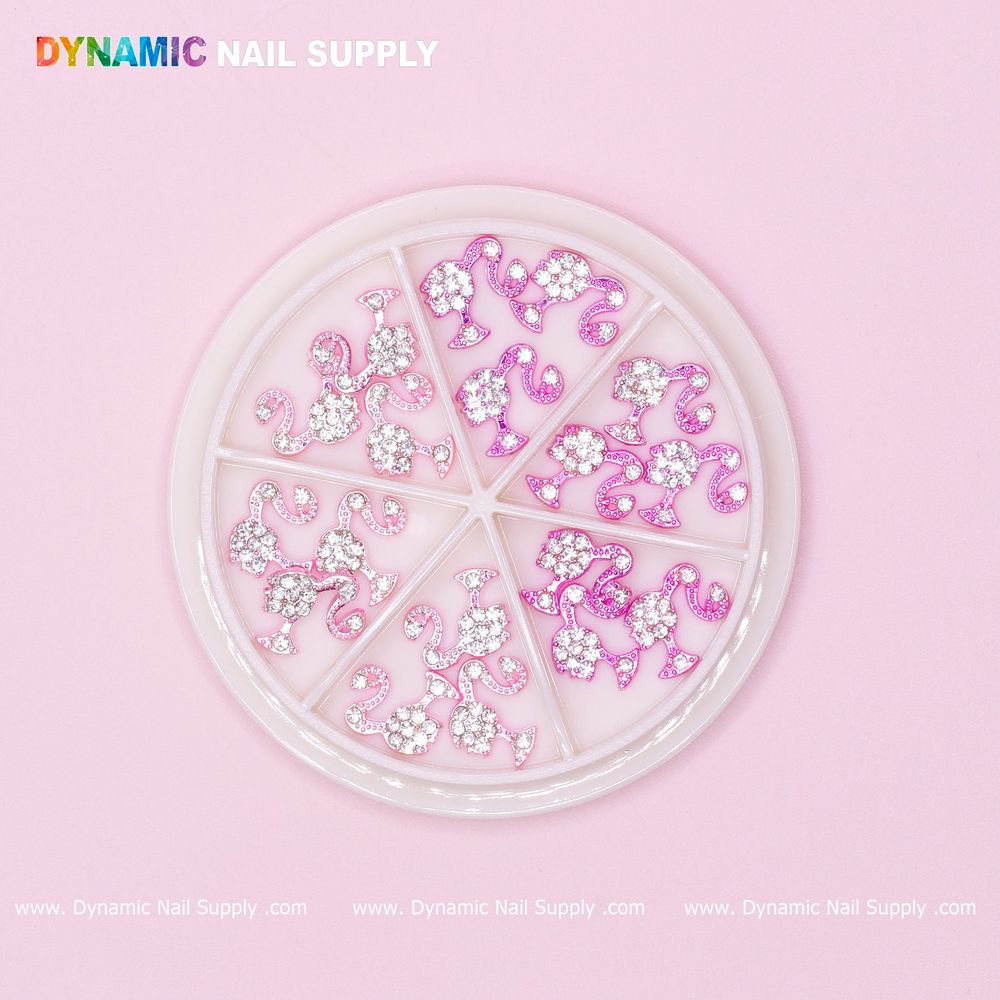pink Barbie head nail charms wheel - 2