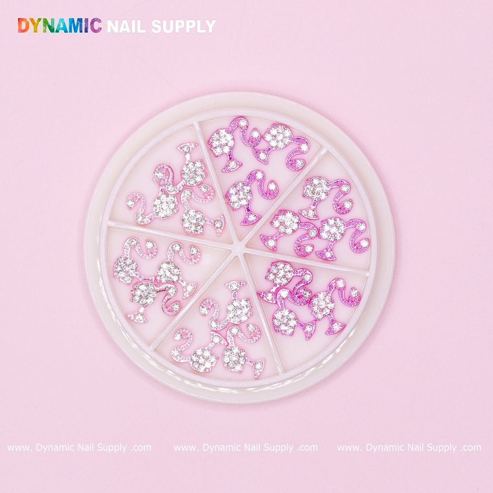 pink Barbie head nail charms wheel - 3