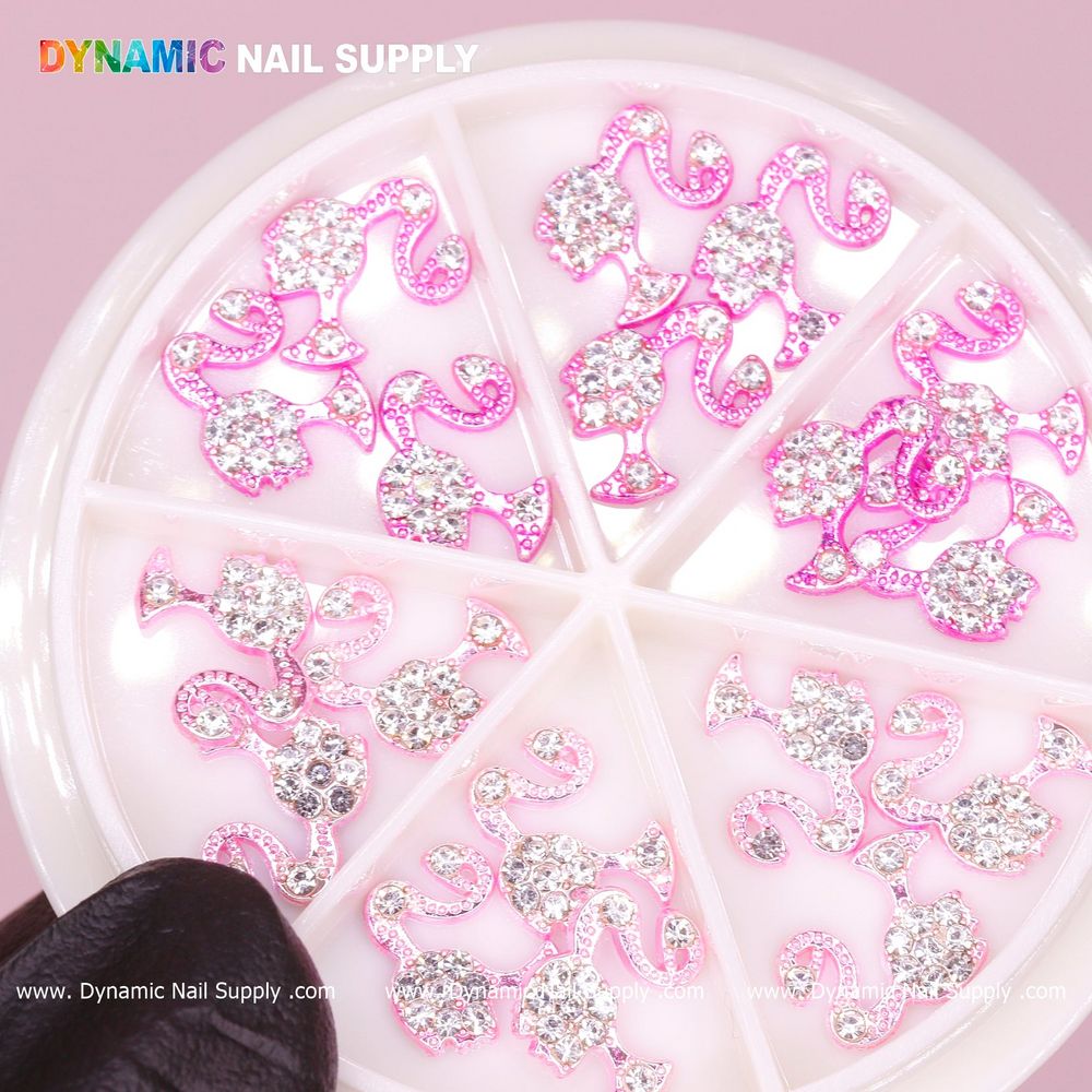 pink Barbie head nail charms wheel - 6