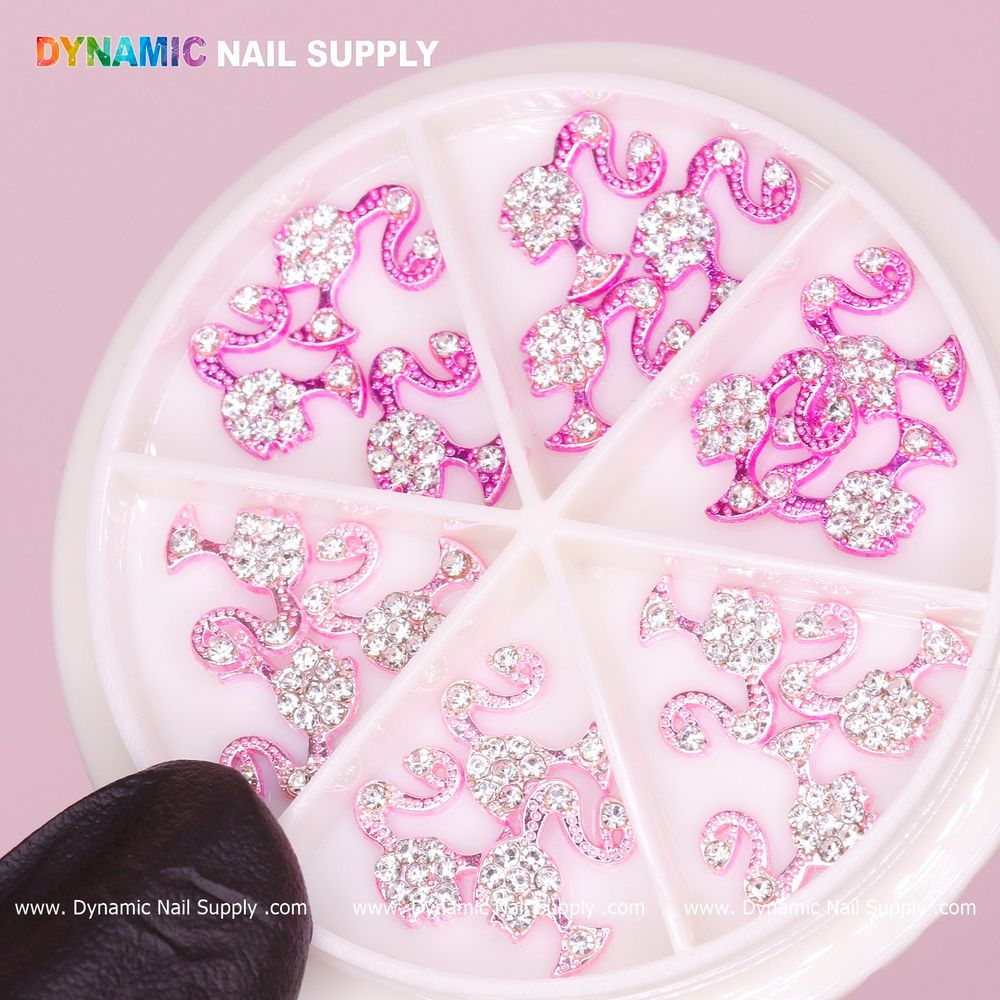 pink Barbie head nail charms wheel - 7