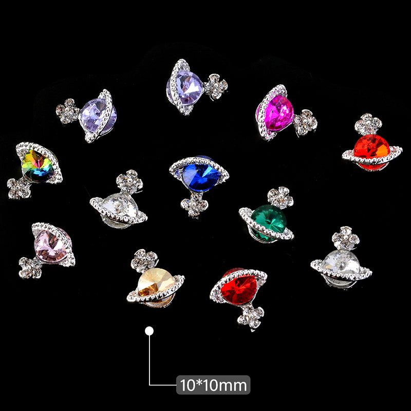 metal planet nail charms pack - 3